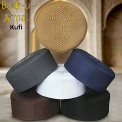 Badr-ul-Jamal Kufi – Premium Nalain Embroidered Islamic Prayer Cap for Men