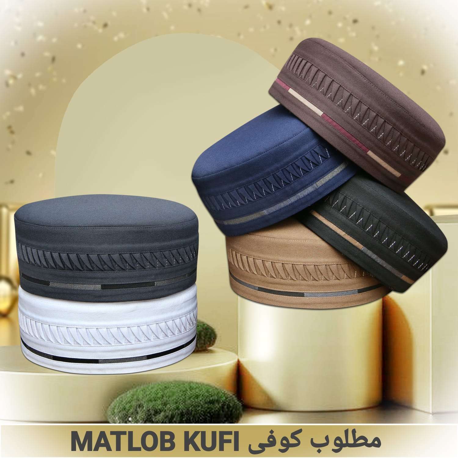 "Muslim Matloob Prayer Kufi Hat For Mens-Perfect Blend of Tradition and Comfort"