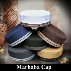 "Muslim Marhaba Prayer Kufi Hat For Mens-Soft & Elegnece Design Modestile"