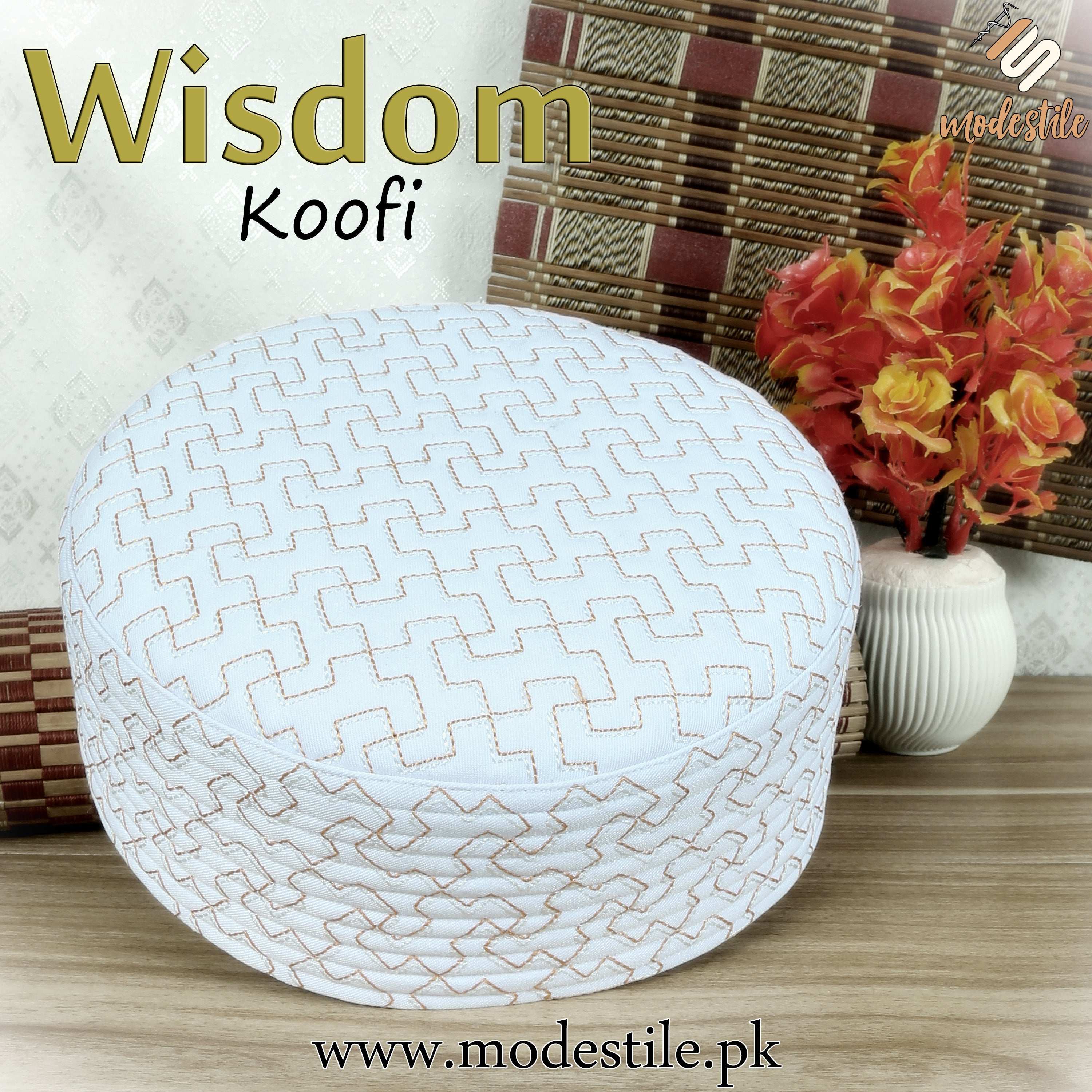 "Modestile Wisdom  Embriodered Prayer Islamic Kufi Hat For Men's Traditional Headwear"