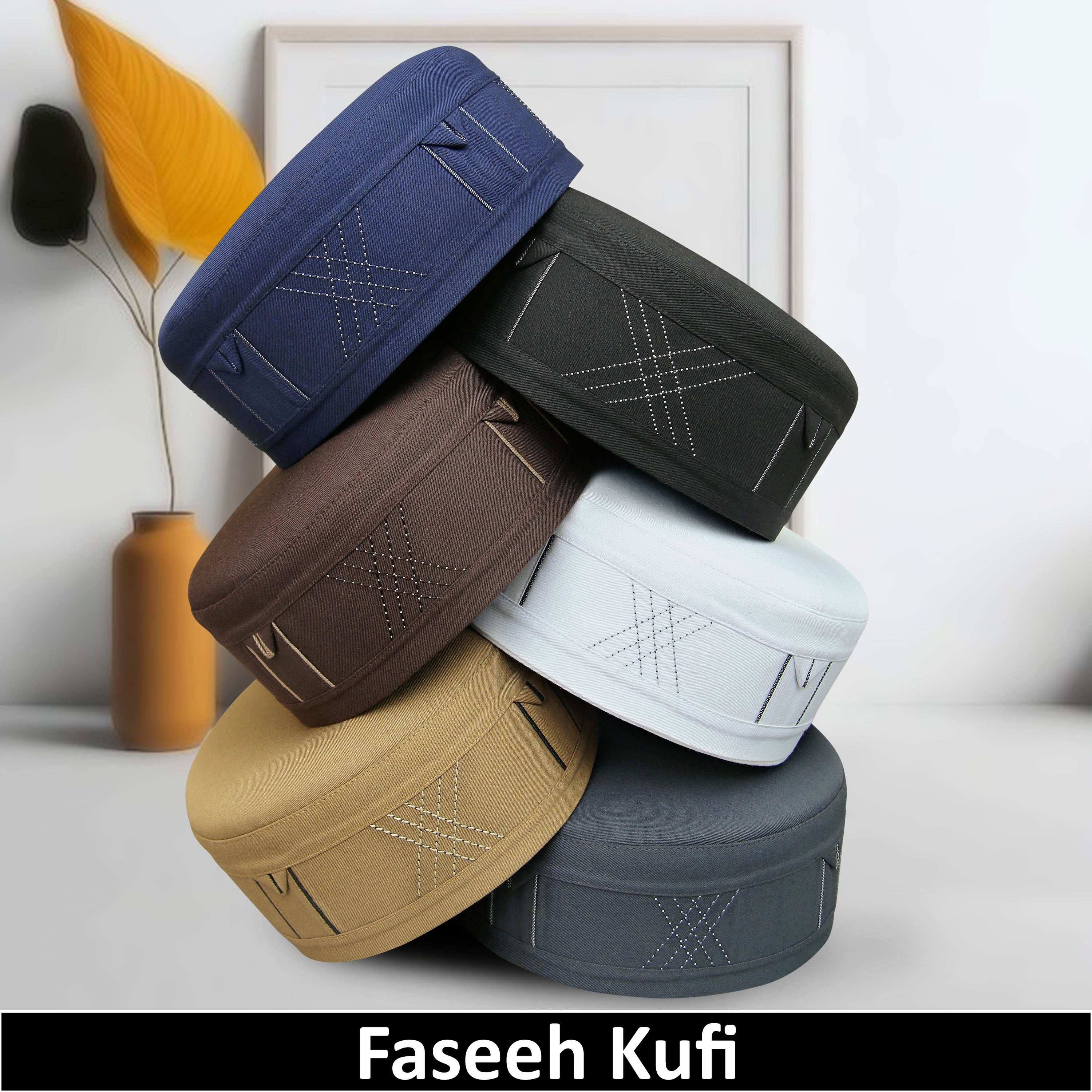 "Muslim Faseeh Prayer Kufi Hat for mens – Islamic Kufi Cap for Salah Modestile"