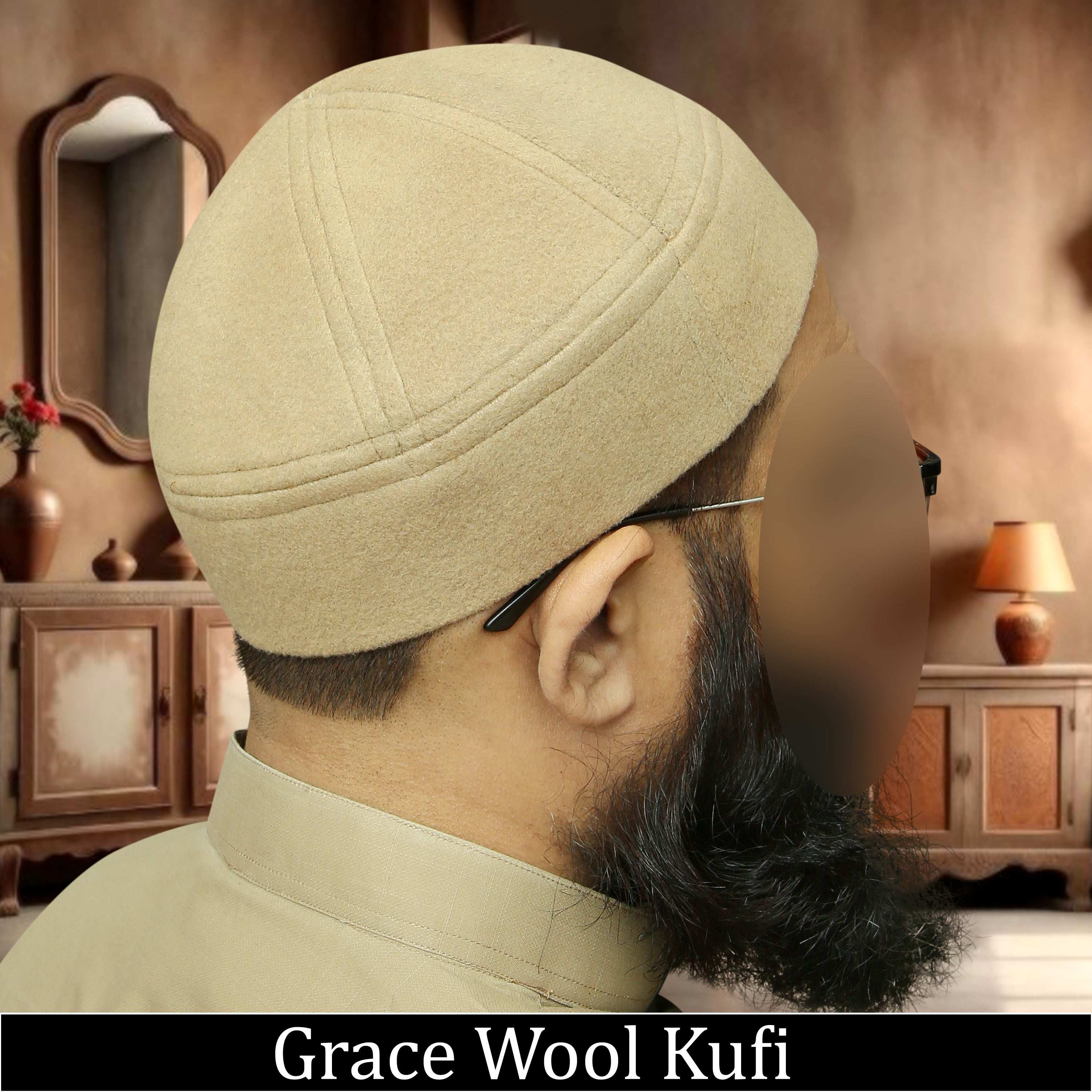 "Muslim Grace Wool Prayer Kufi Hat For Mens"