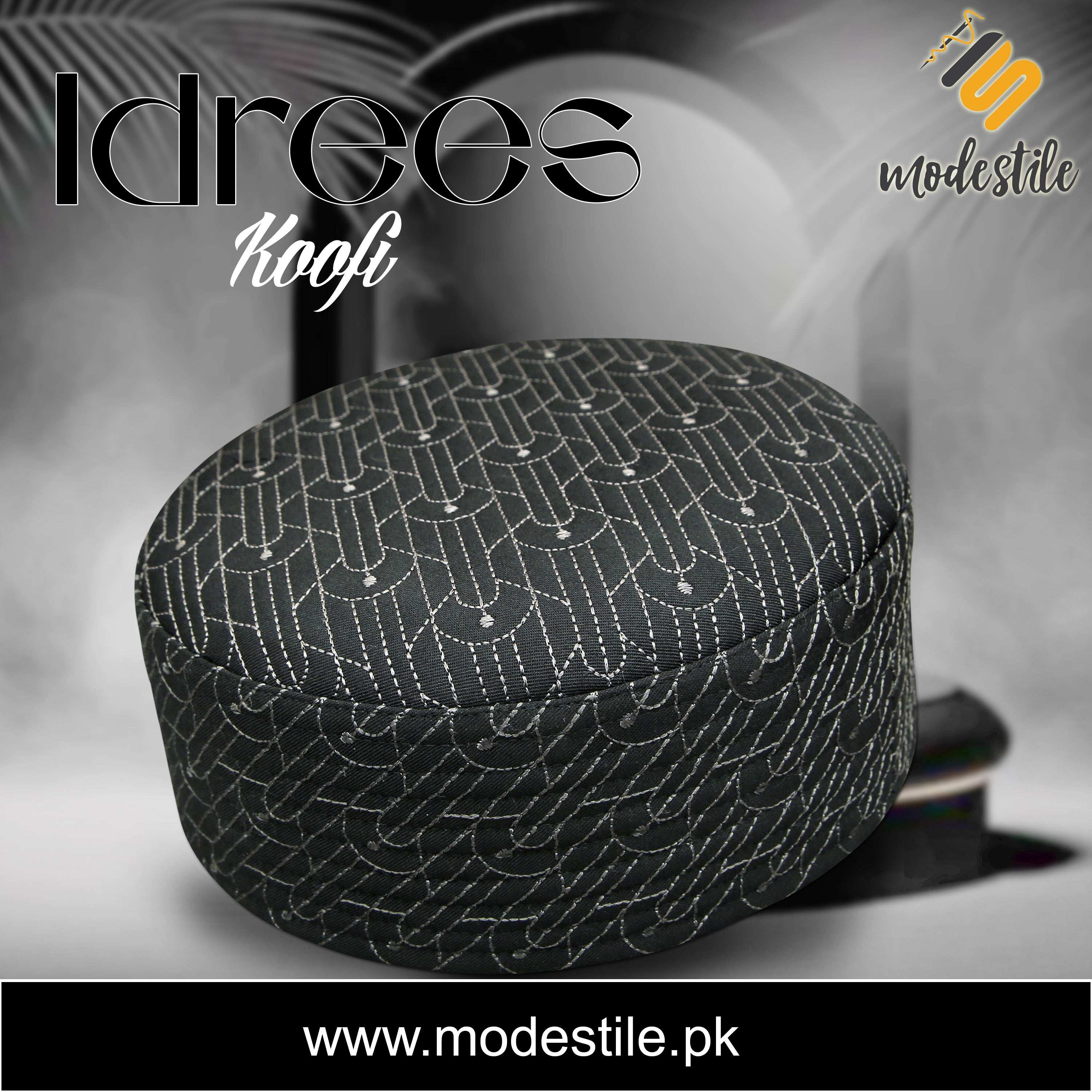 "Men’s Premium Idrees Kufi – Traditional Embroidered Muslim Prayer Hat"