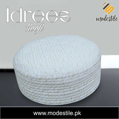 "Men’s Premium Idrees Kufi – Traditional Embroidered Muslim Prayer Hat"