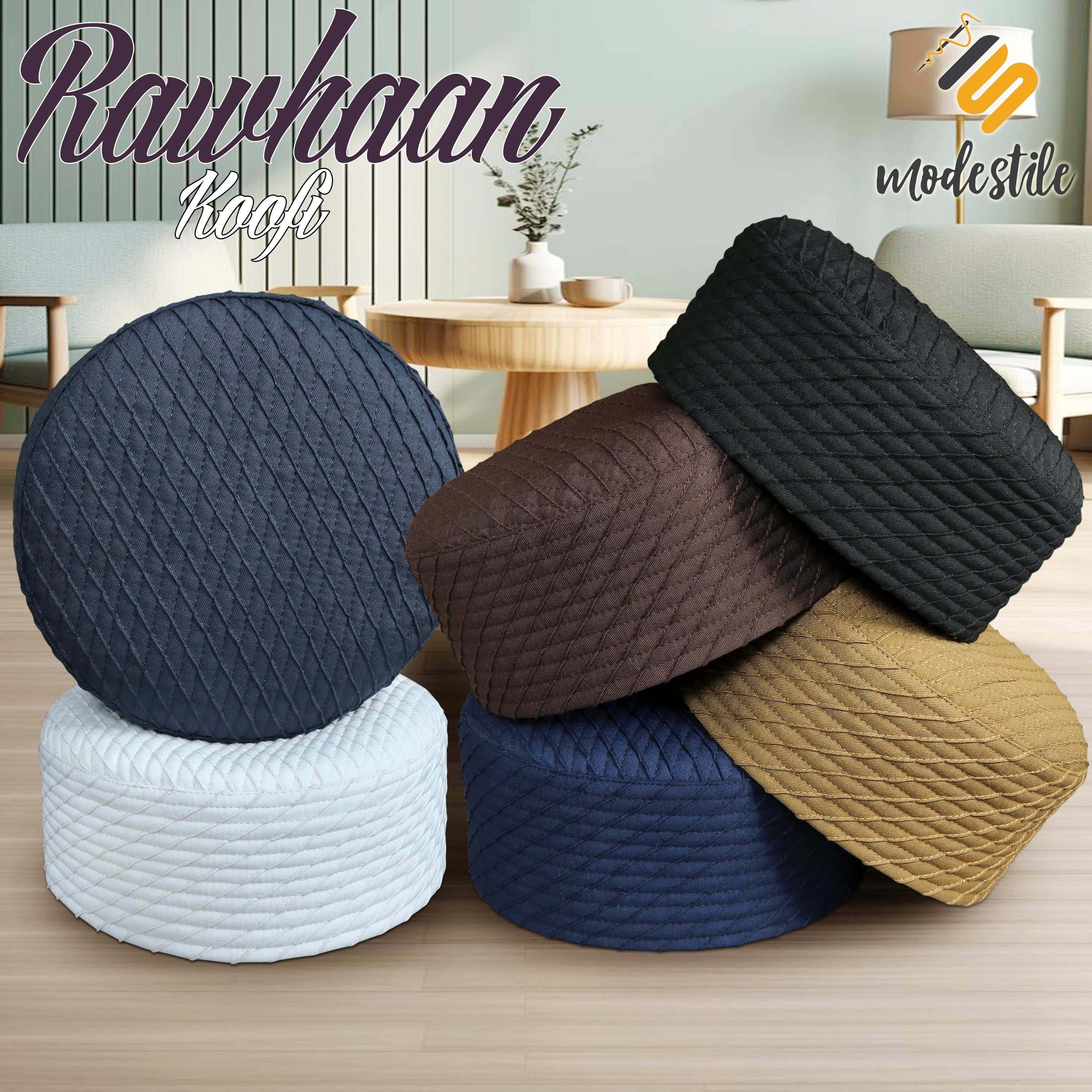 "Rawhaan Premium Classic Kufi Hat – Elegant New Style, Handcrafted Sophistication Modestile"