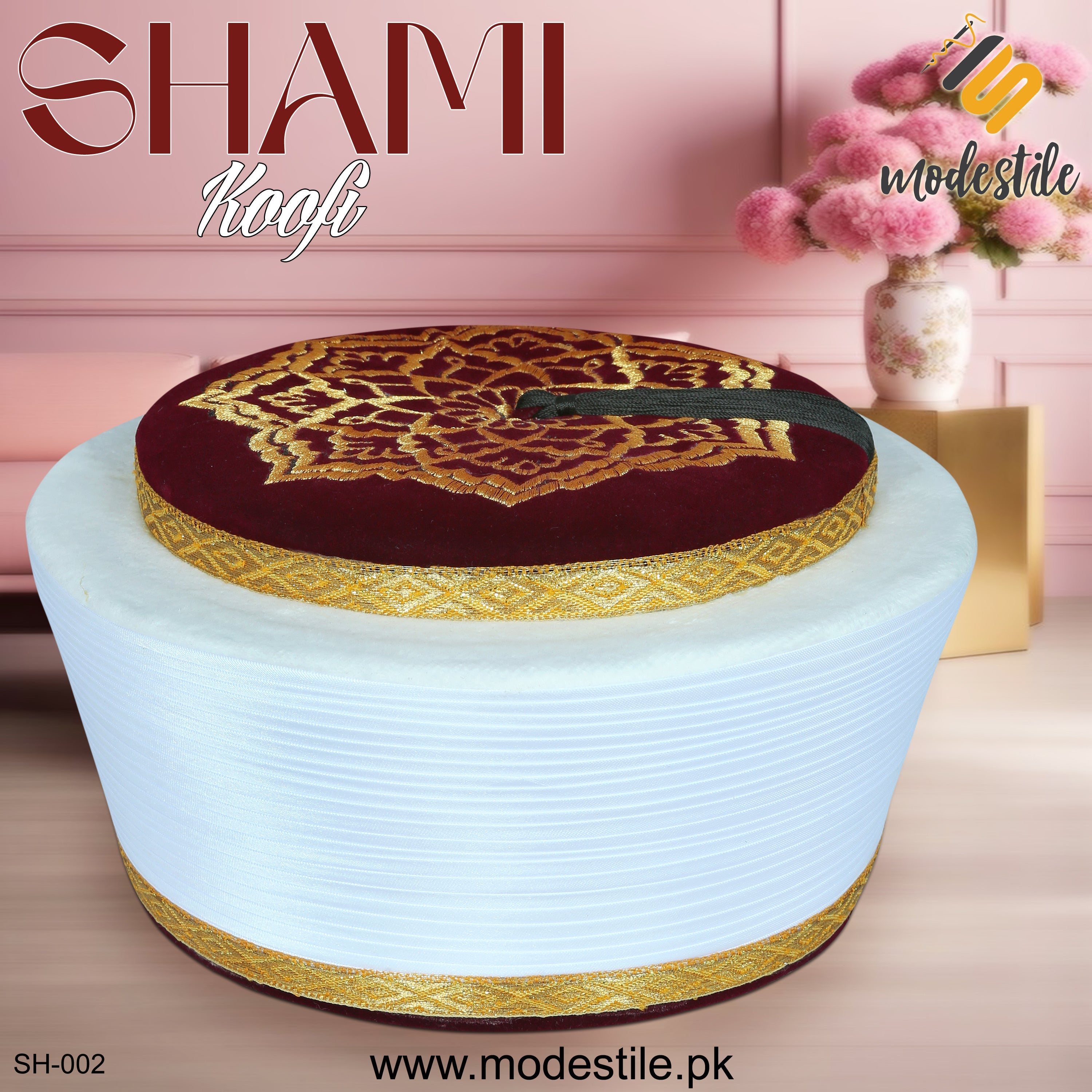 Maroon SH-002 Premium Islamic Turban Style Cap