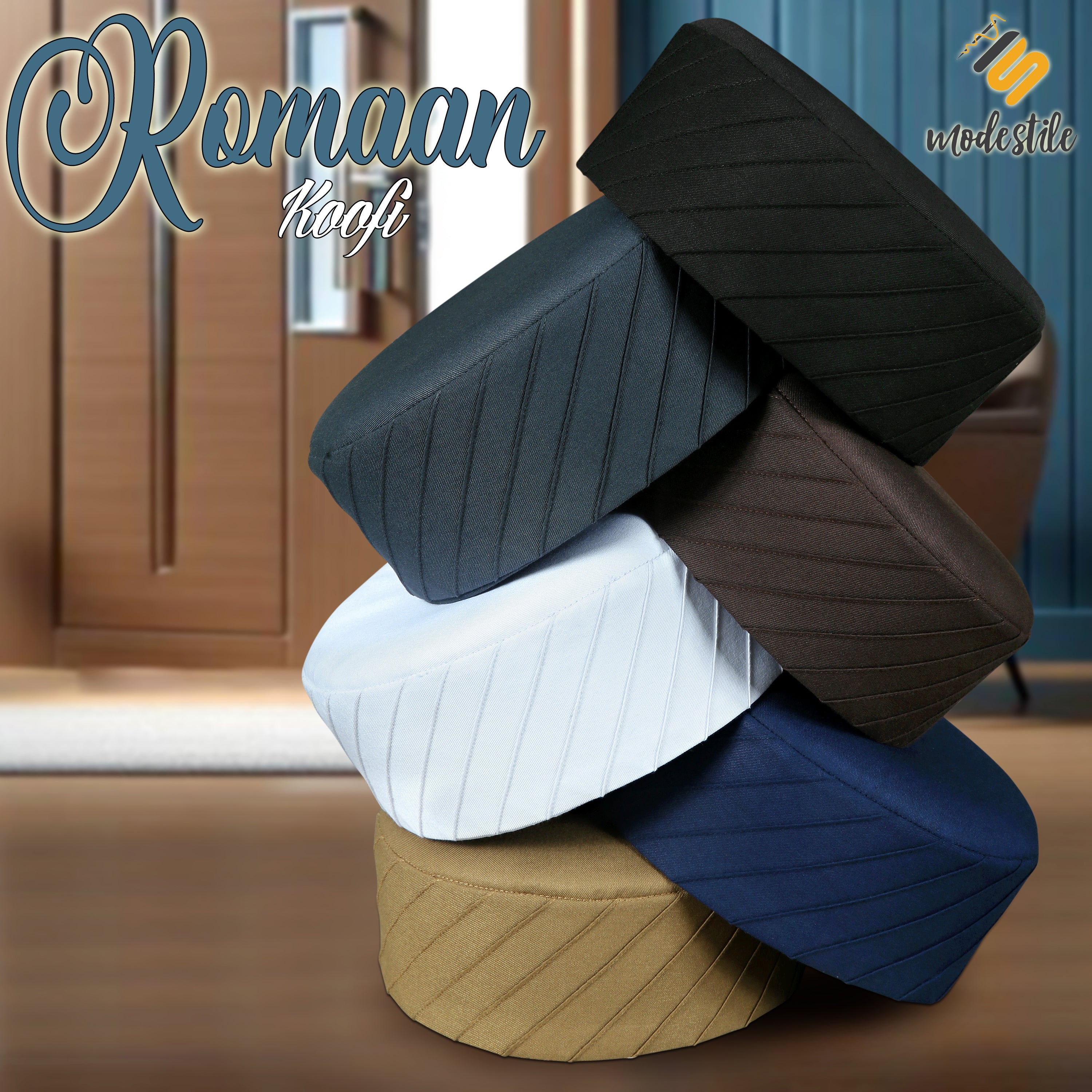 "Muslim Romaan Prayer Kufi Hat for Men – Premium Quality Islamic Cap for Salah Modestile"