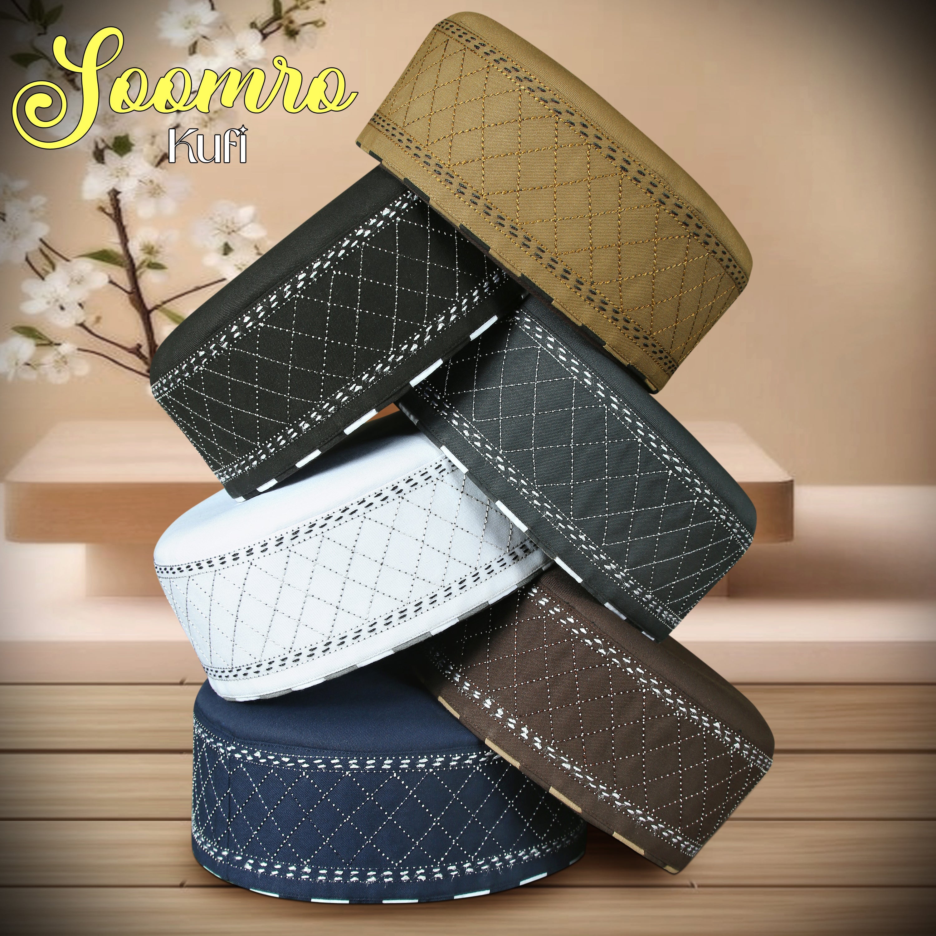 "Soomroo Muslim Prayer Kufi Hat for Men – Premium Islamic Salah Cap for Daily Modestile"