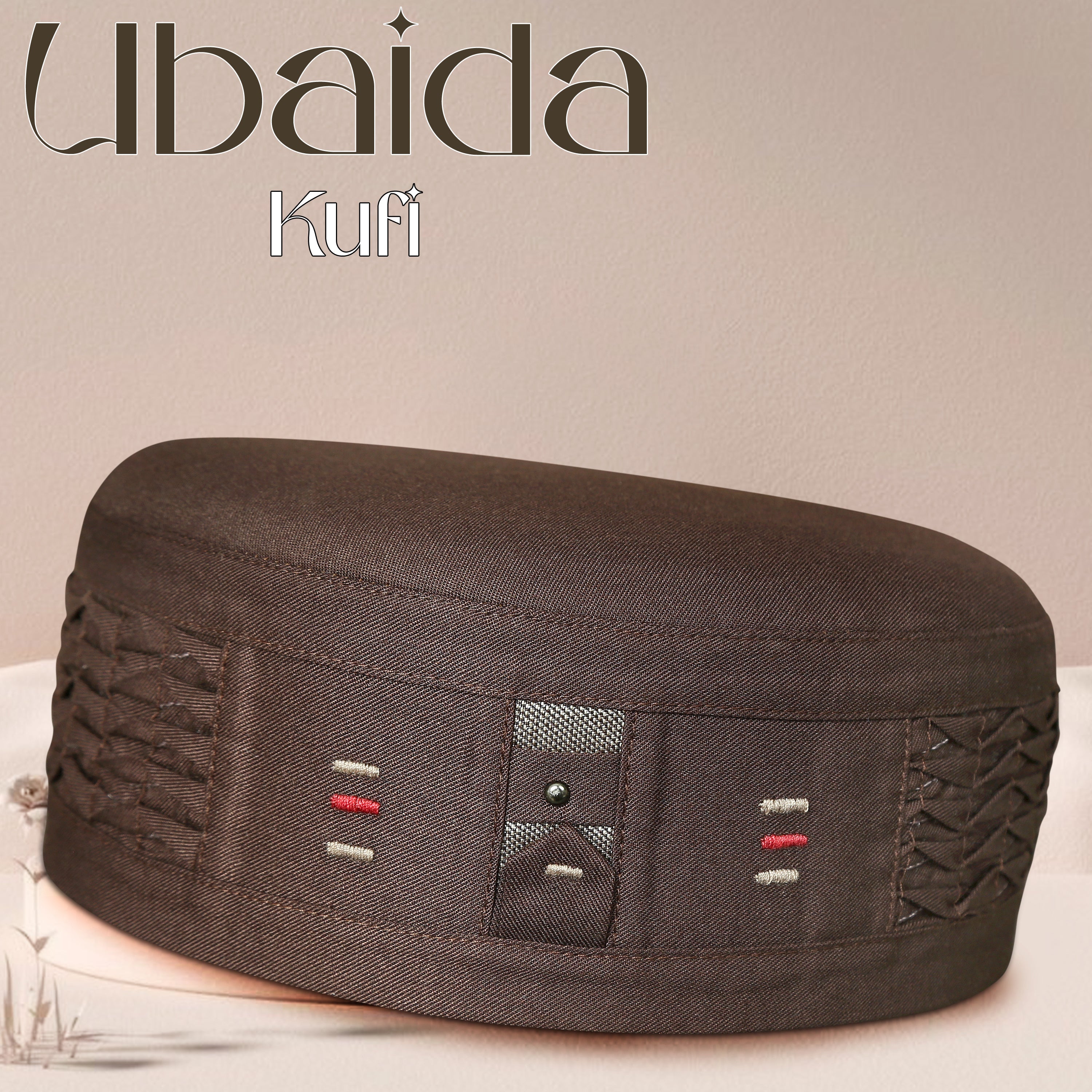 Brown Ubaida Kufi Traditional Muslim Prayer Cap