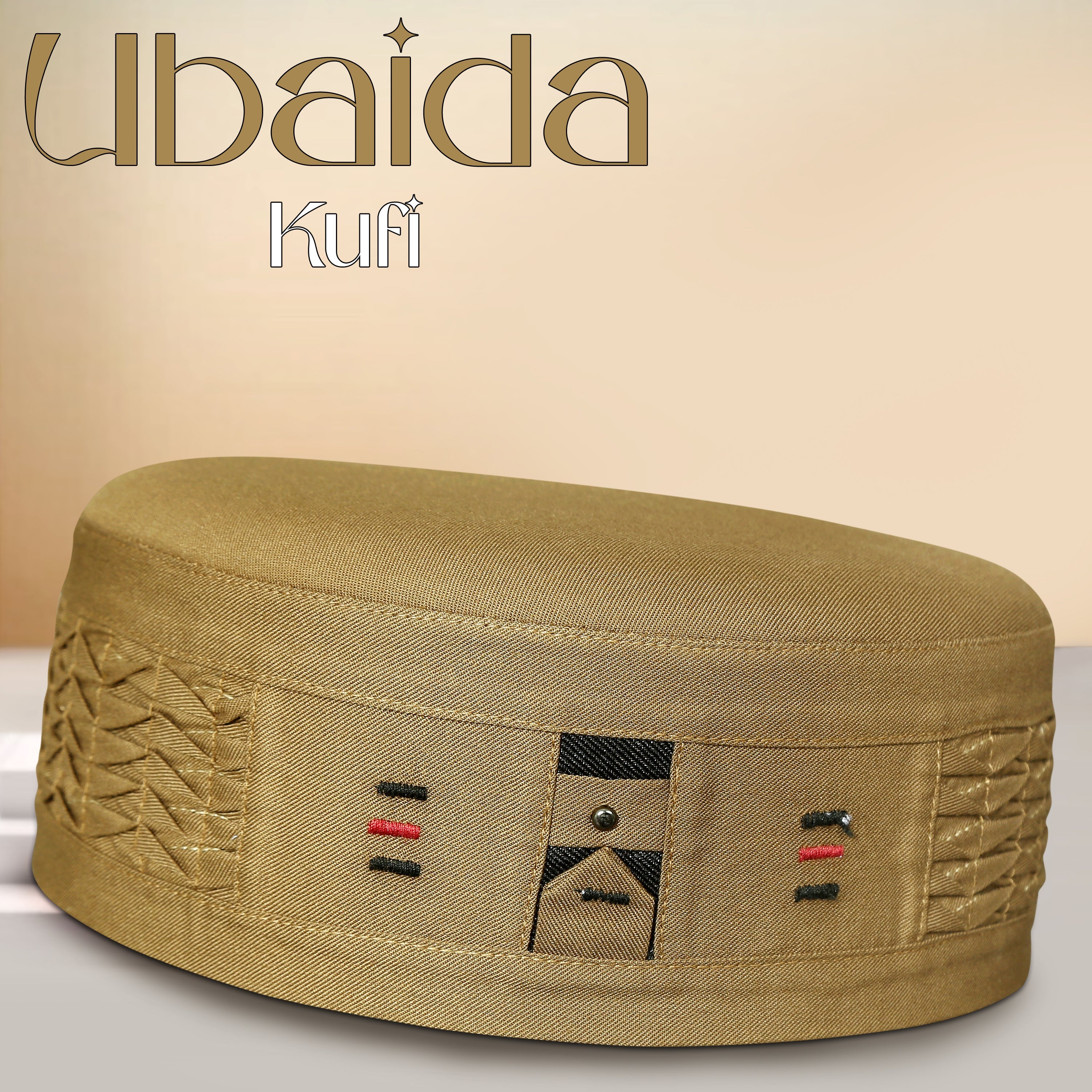 Golden Ubaida Kufi Elegant Soft Fabric Prayer Hat
