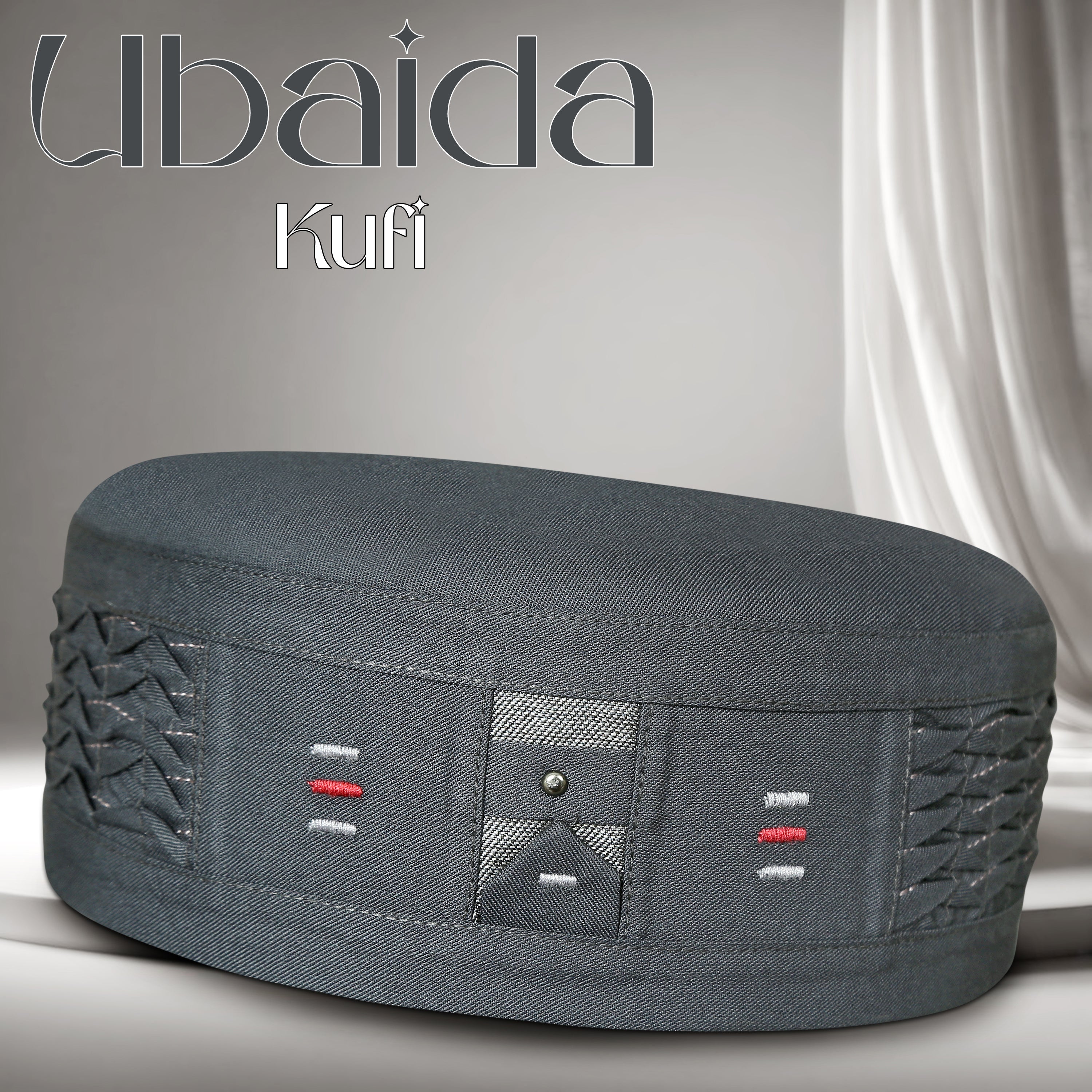 Grey Ubaida Kufi Comfortable Islamic Skull Cap