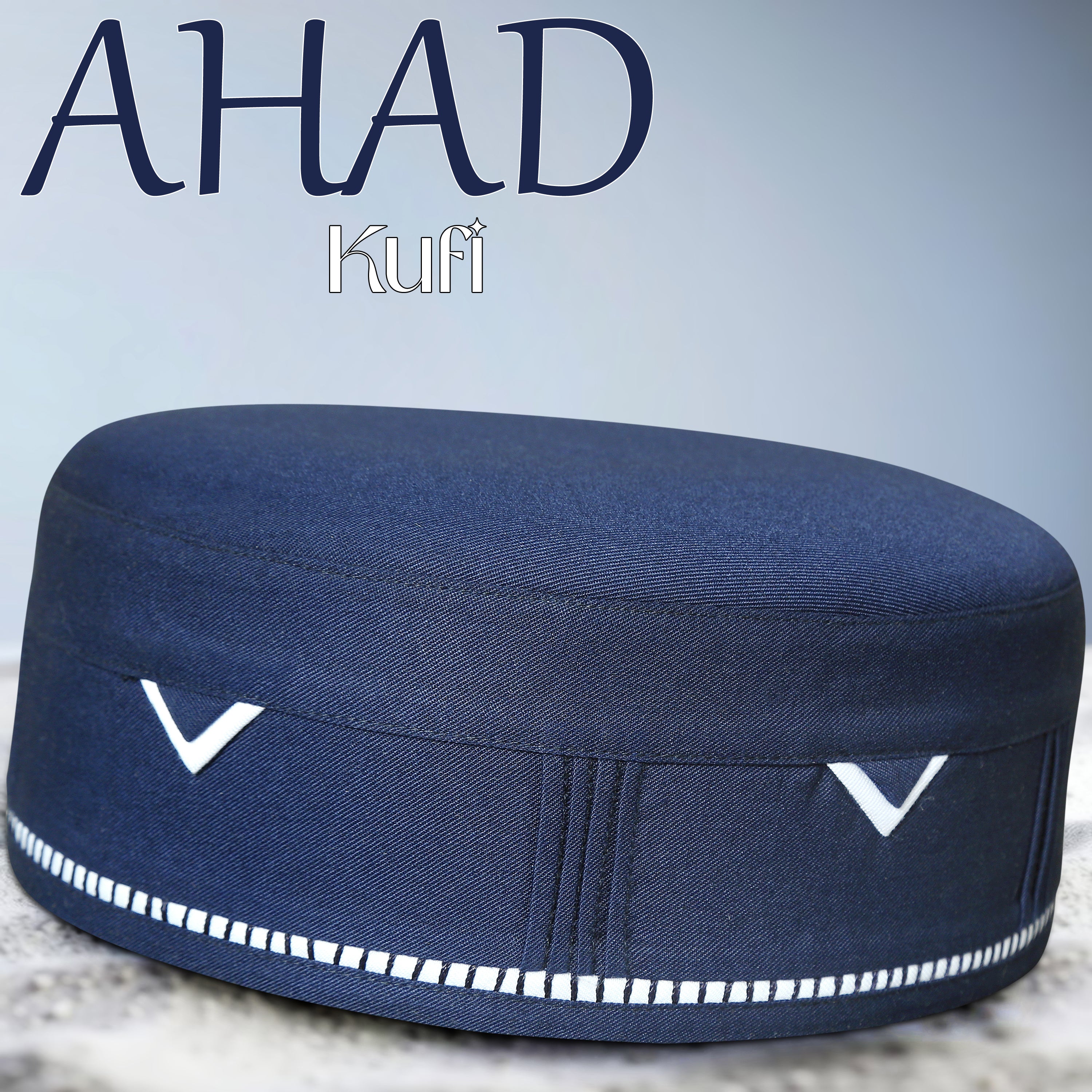 Blue Ahad Kufi Stylish Muslim Prayer Cap