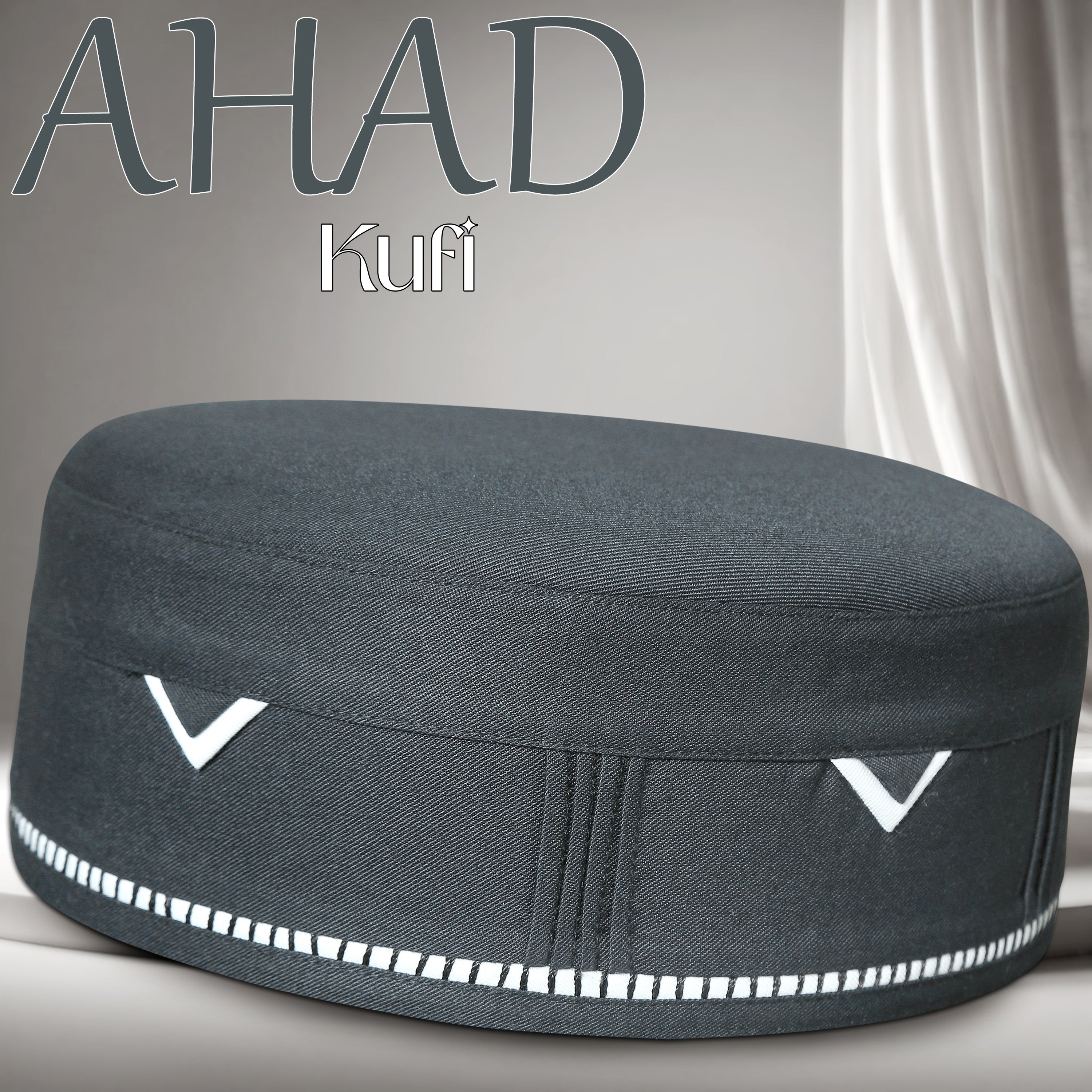 Gray Ahad Kufi Comfortable Islamic Kufi Hat