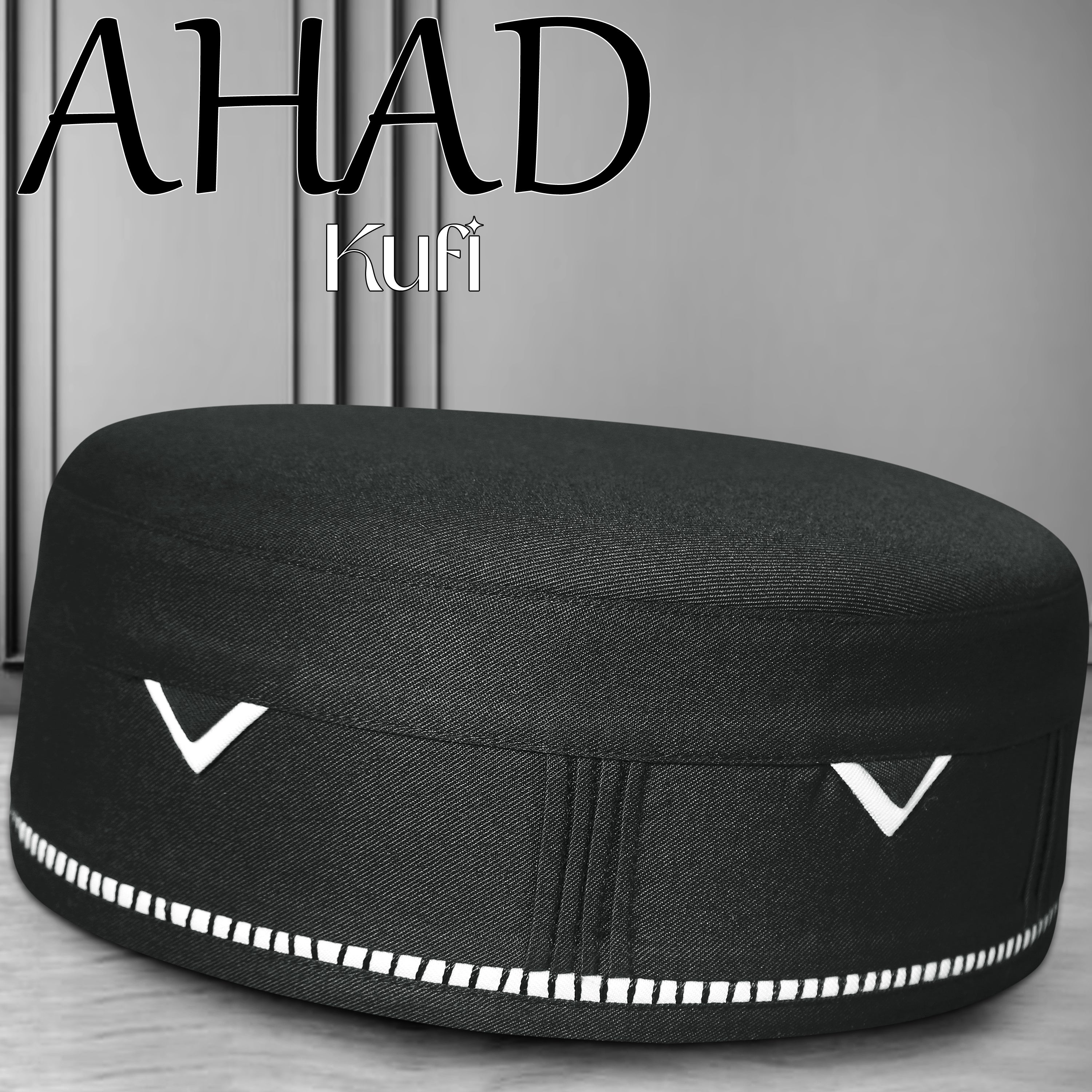 Black Ahad Kufi Premium Namaz Topi for Men