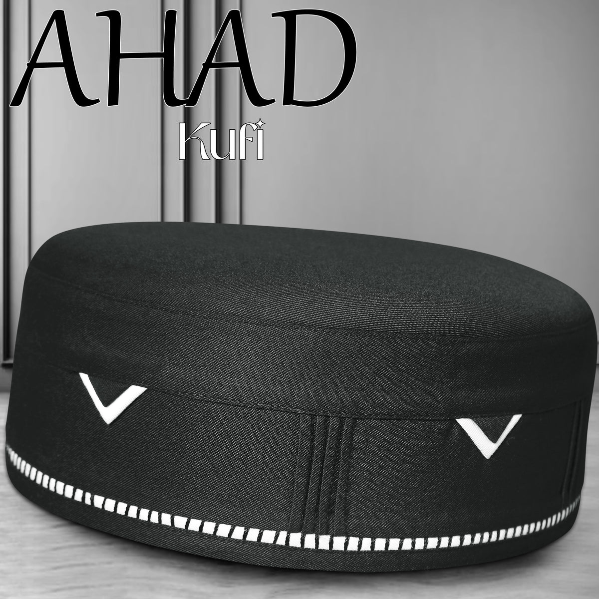 Black Ahad Kufi Premium Namaz Topi for Men