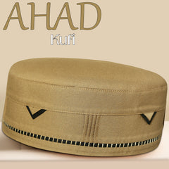 Golden Ahad Kufi Embroidered Islamic Prayer Hat