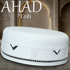 White Ahad Kufi Traditional Muslim Prayer Cap