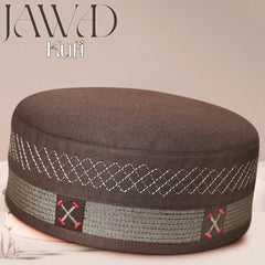 Jawad Brown Kufi Prayer Cap for Men Premium Polyester Fabric