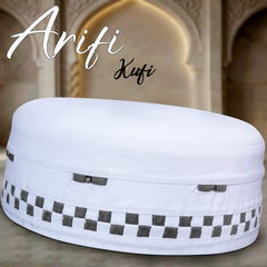Arifi Patterned Kufi – Soft Polyester Cotton Islamic Prayer Cap for Men