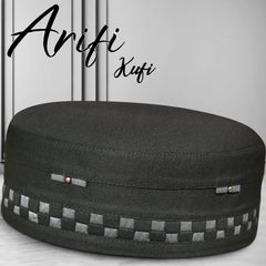 Arifi Patterned Kufi – Soft Polyester Cotton Islamic Prayer Cap for Men