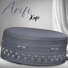 Arifi Patterned Kufi – Soft Polyester Cotton Islamic Prayer Cap for Men