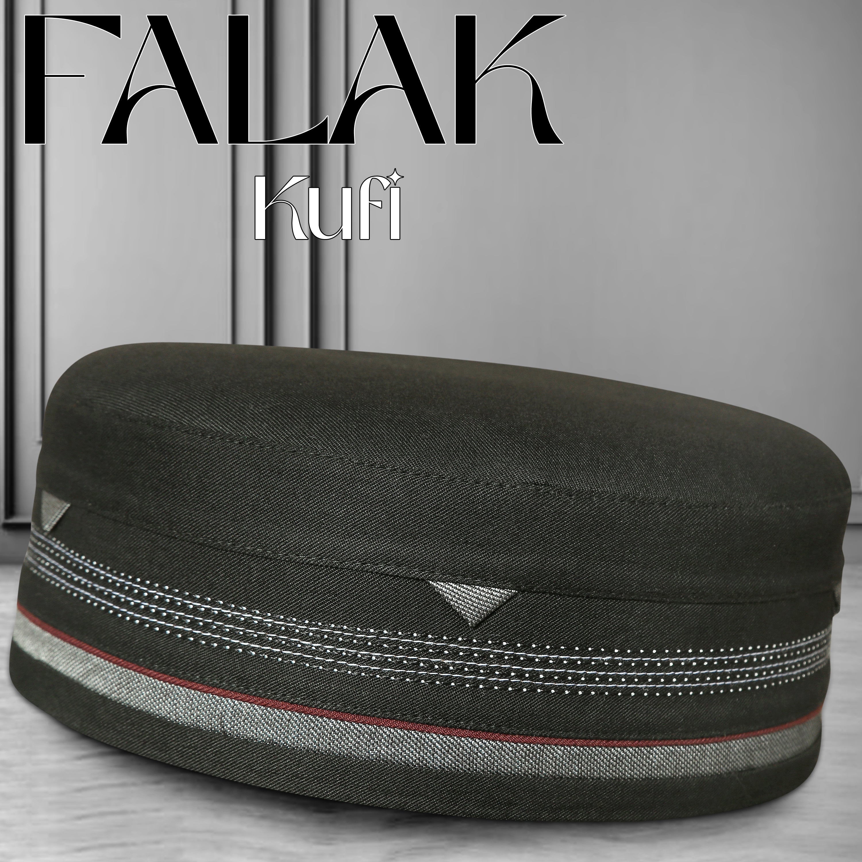 Brown Falak Kufi with Elegant Embroidered Pattern