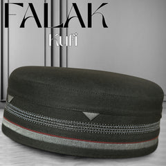 Brown Falak Kufi with Elegant Embroidered Pattern
