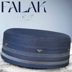Blue  Falak Kufi with Elegant Embroidered Pattern