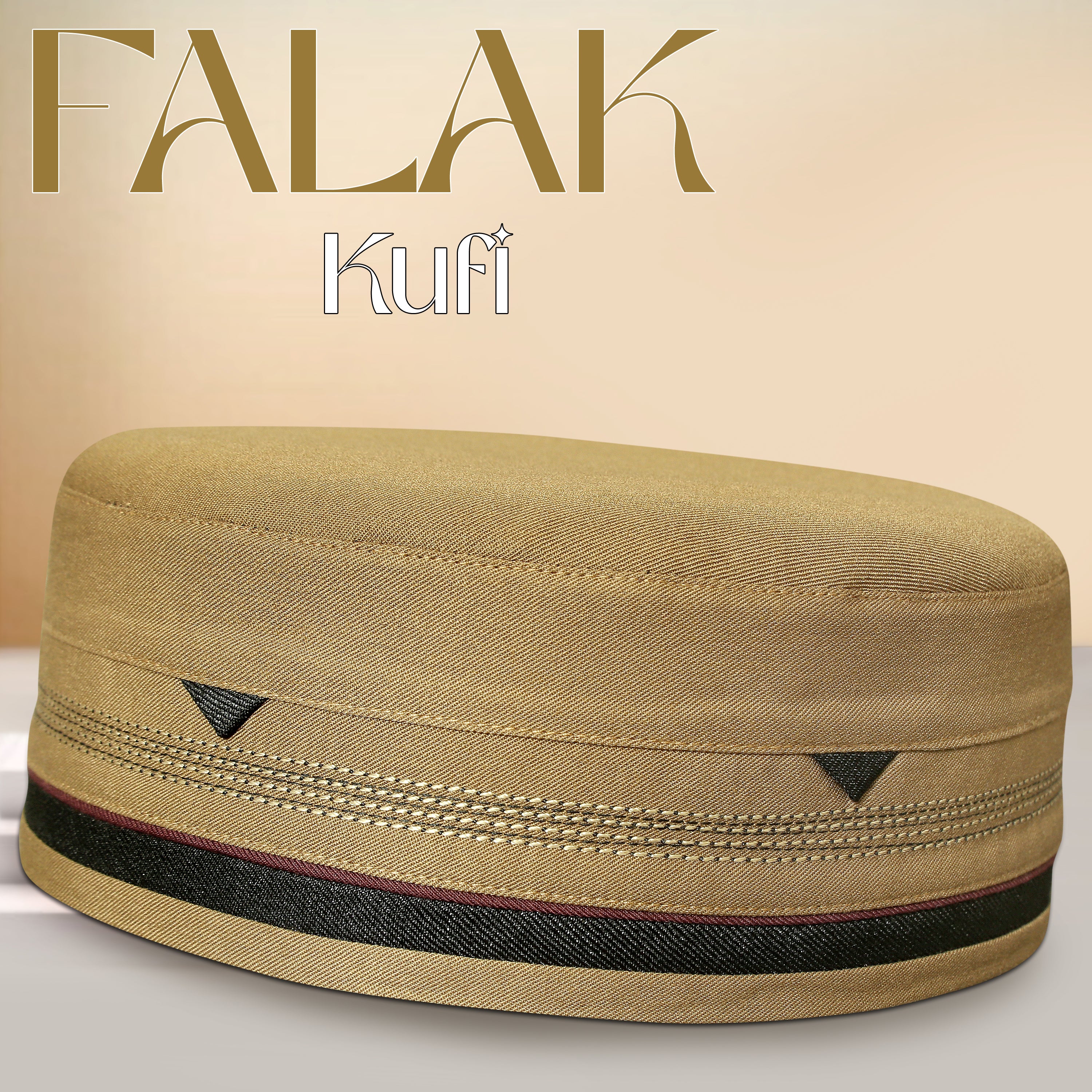 Golden  Falak Kufi Premium Namaz Topi for Men