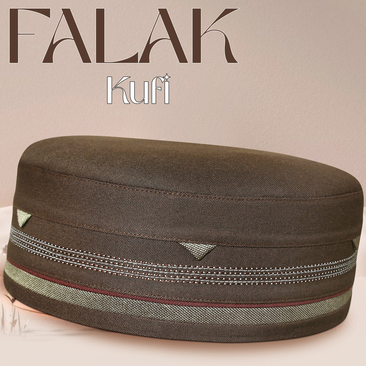 Brown Falak Kufi Premium Islamic Prayer Cap for Men