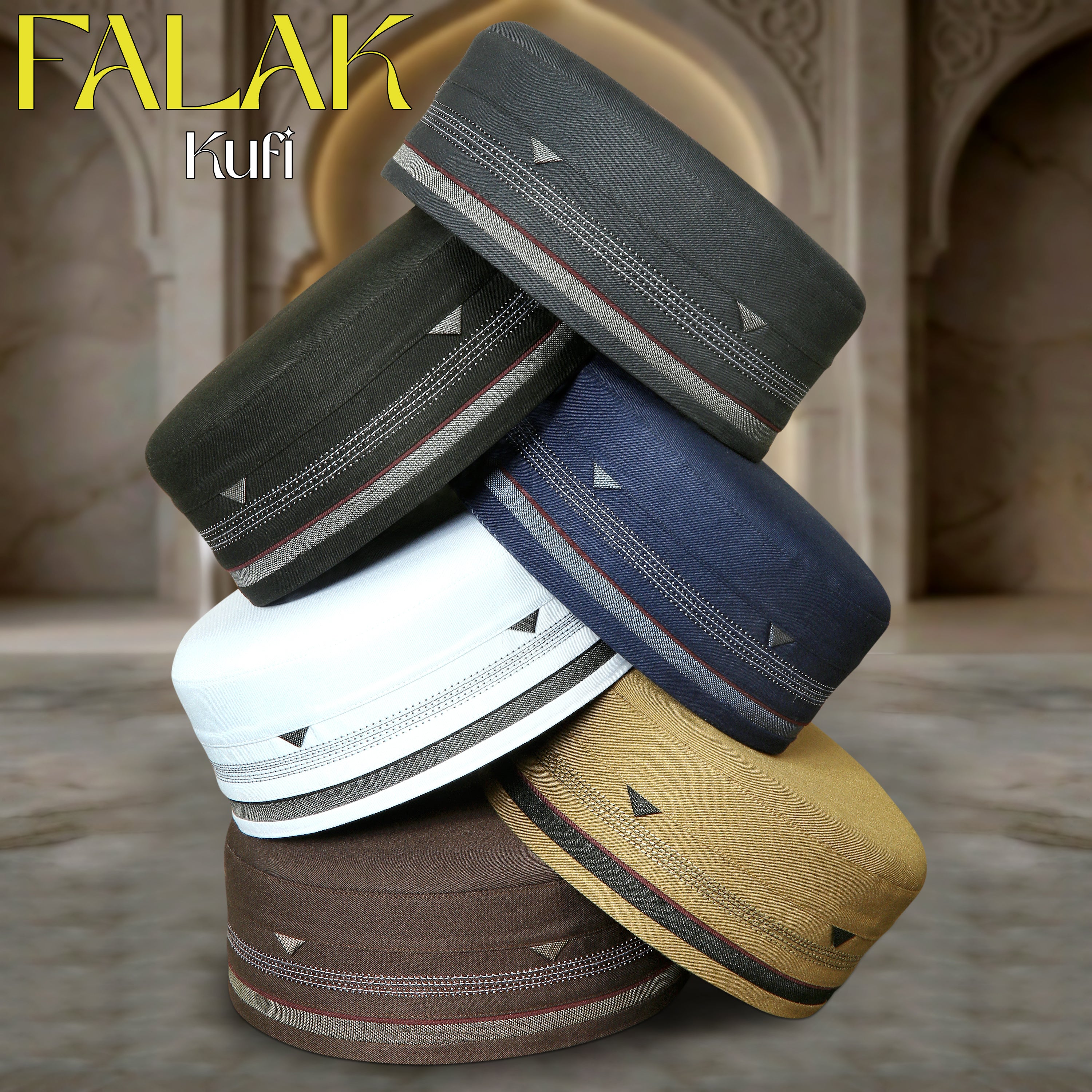 Falak Kufi Premium Islamic Prayer Cap for Men All Colors
