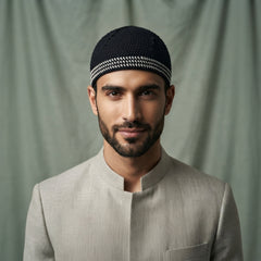 Knitted Kufi 001 - Textured Islamic Prayer Cap for Men