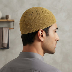 Shami Knitted 03 – Textured Pattern Islamic Prayer Koofi for Men