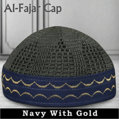 Al-Fajar Premium Knitted Kufi – Poly-Cotton Mesh Islamic Prayer Hat