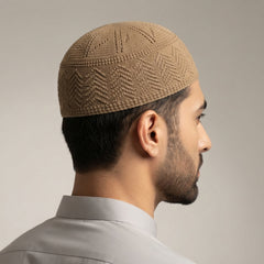 Shami Knitted 02 – Geometric Pattern Islamic Prayer Koofi for Men