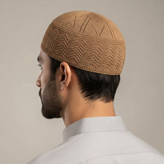 Shami Knitted 02 – Geometric Pattern Islamic Prayer Koofi for Men