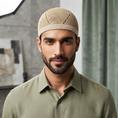 Knitted Kufi 001 - Textured Islamic Prayer Cap for Men
