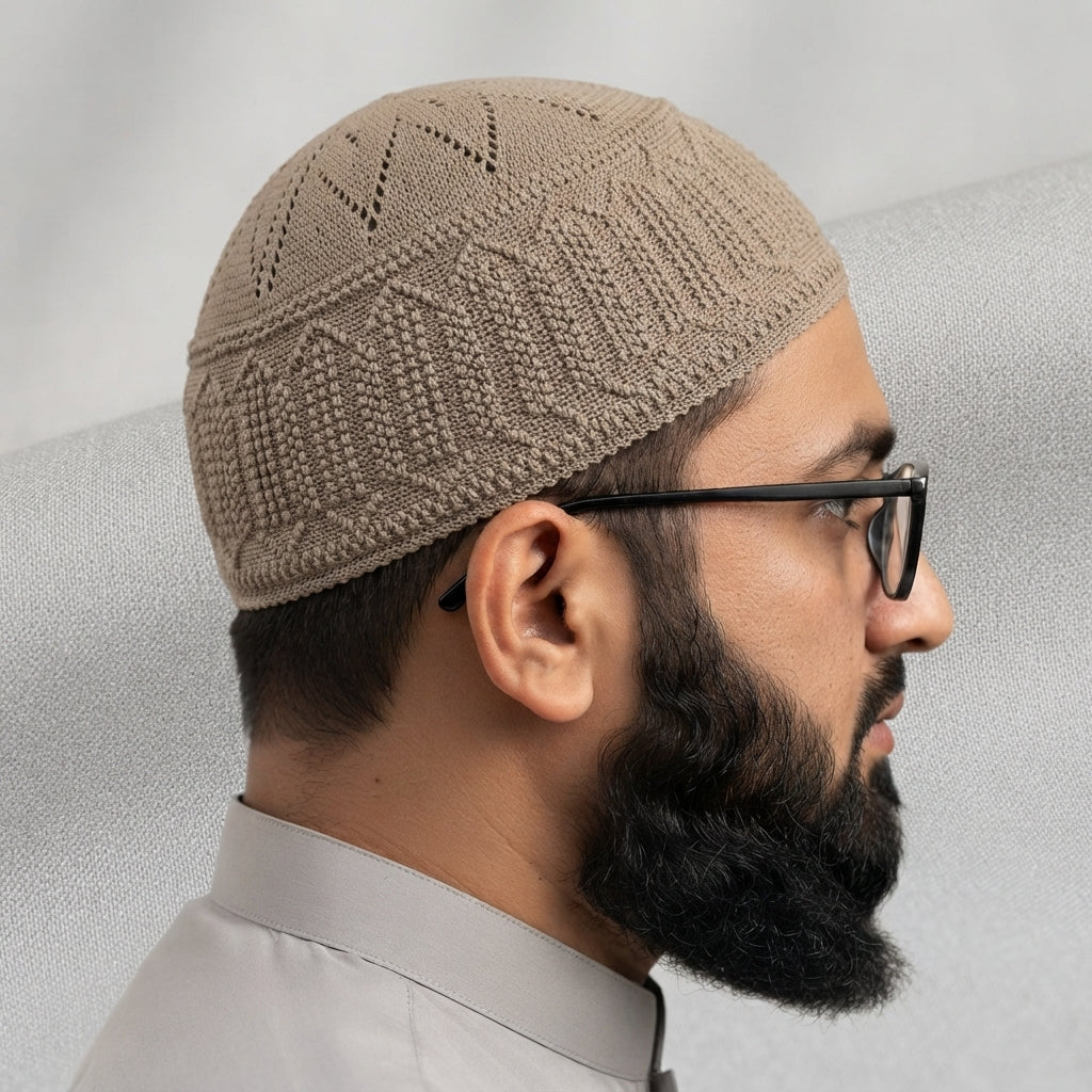 Shami Knitted 01 – Traditional Islamic Prayer Koofi for Men