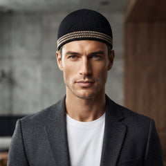 Knitted Kufi 001 - Textured Islamic Prayer Cap for Men
