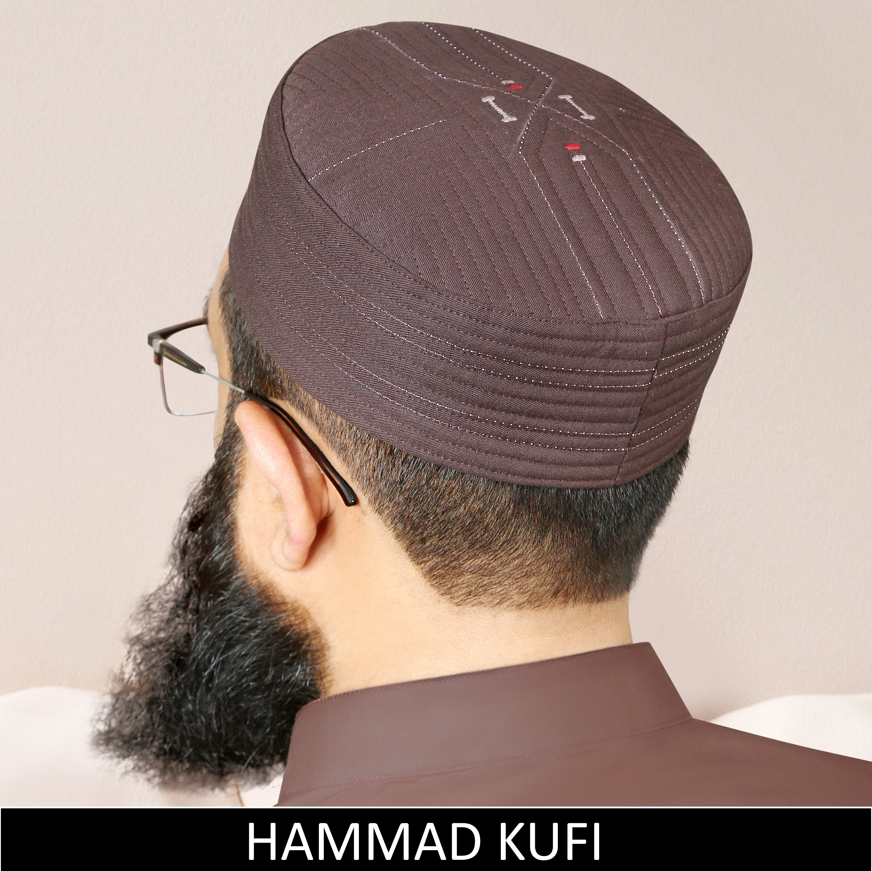 Brown Hammad Hard Kufi Cap Premium Handmade Islamic Prayer Cap