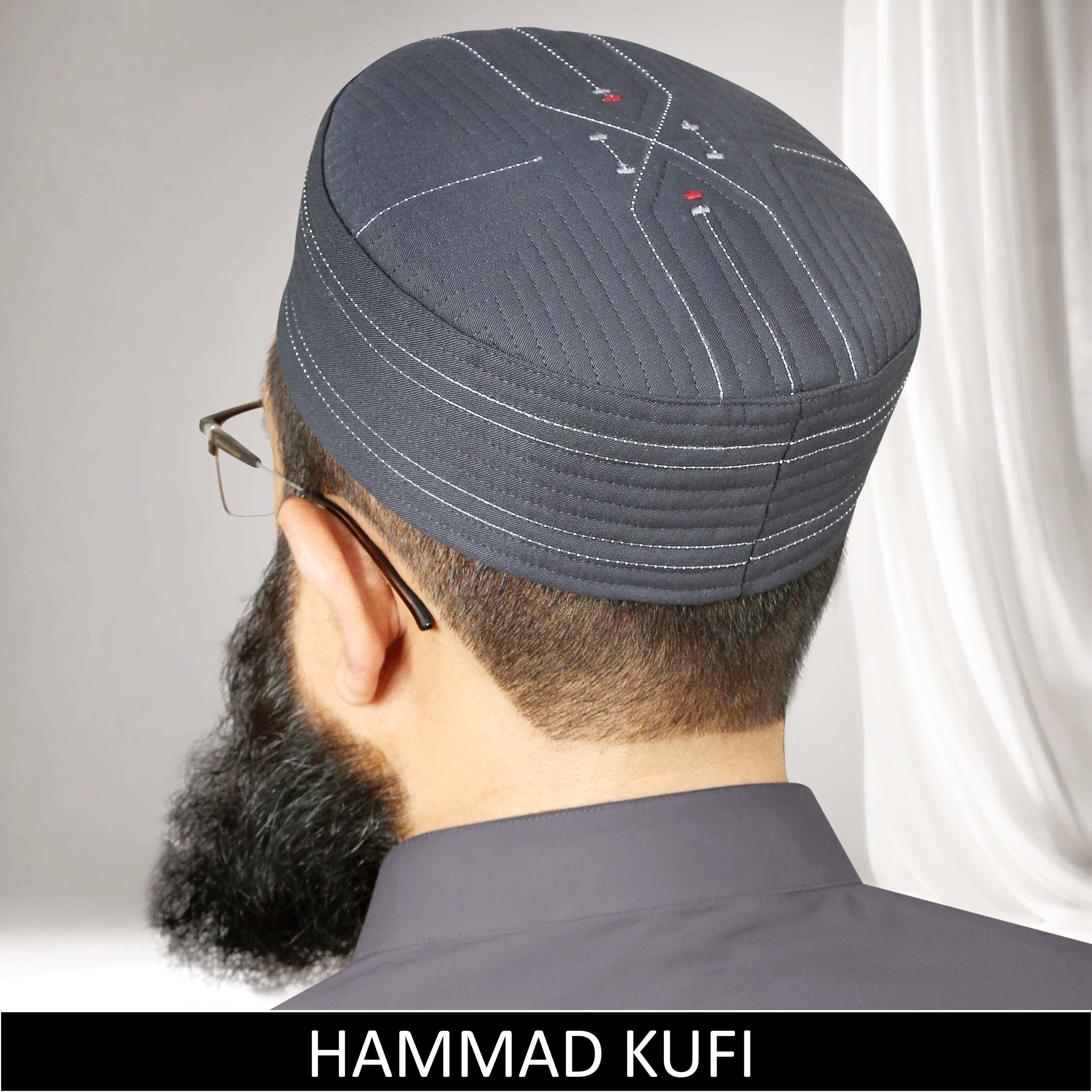 Gray Hammad Hard Kufi Cap Premium Handmade Islamic Prayer Cap