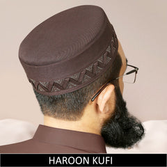 Brown Haroon Kufi for Men in Premium Cotton Fabric Comfortable Islamic Prayer Cap