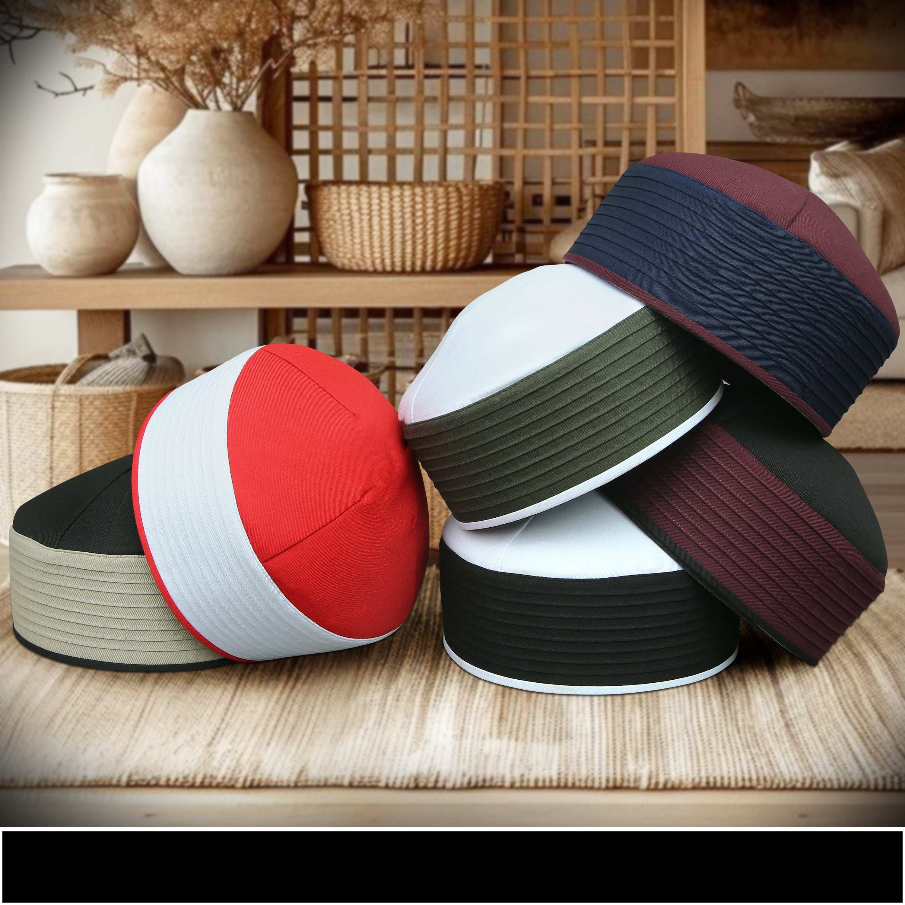 Husn E Mehfil Misri Kufi Cap – Red Prayer Cap for Men