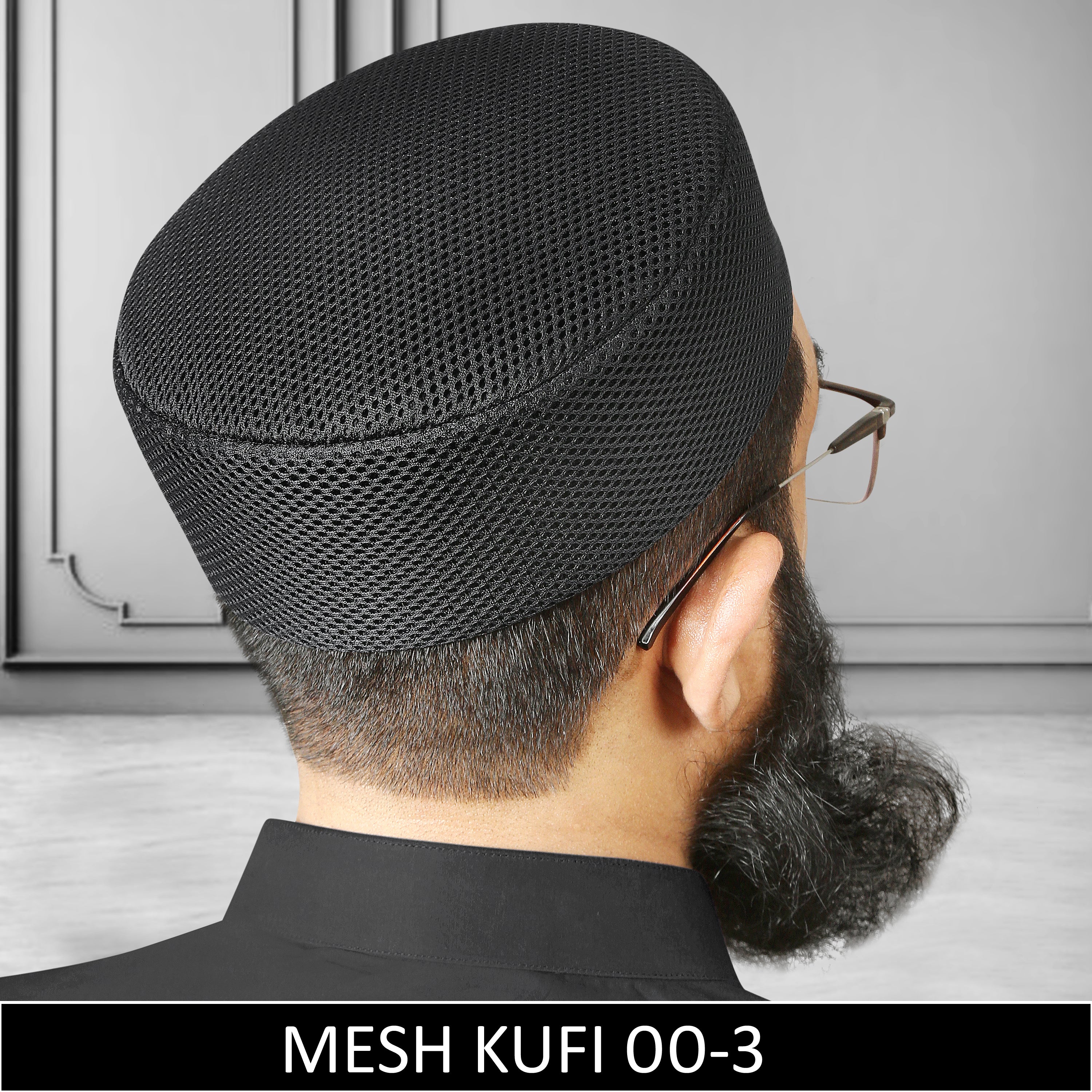 Black Muslim Namaz Topi - Premium Mesh Kufy for Jummah, Ramadan and Daily Prayer
