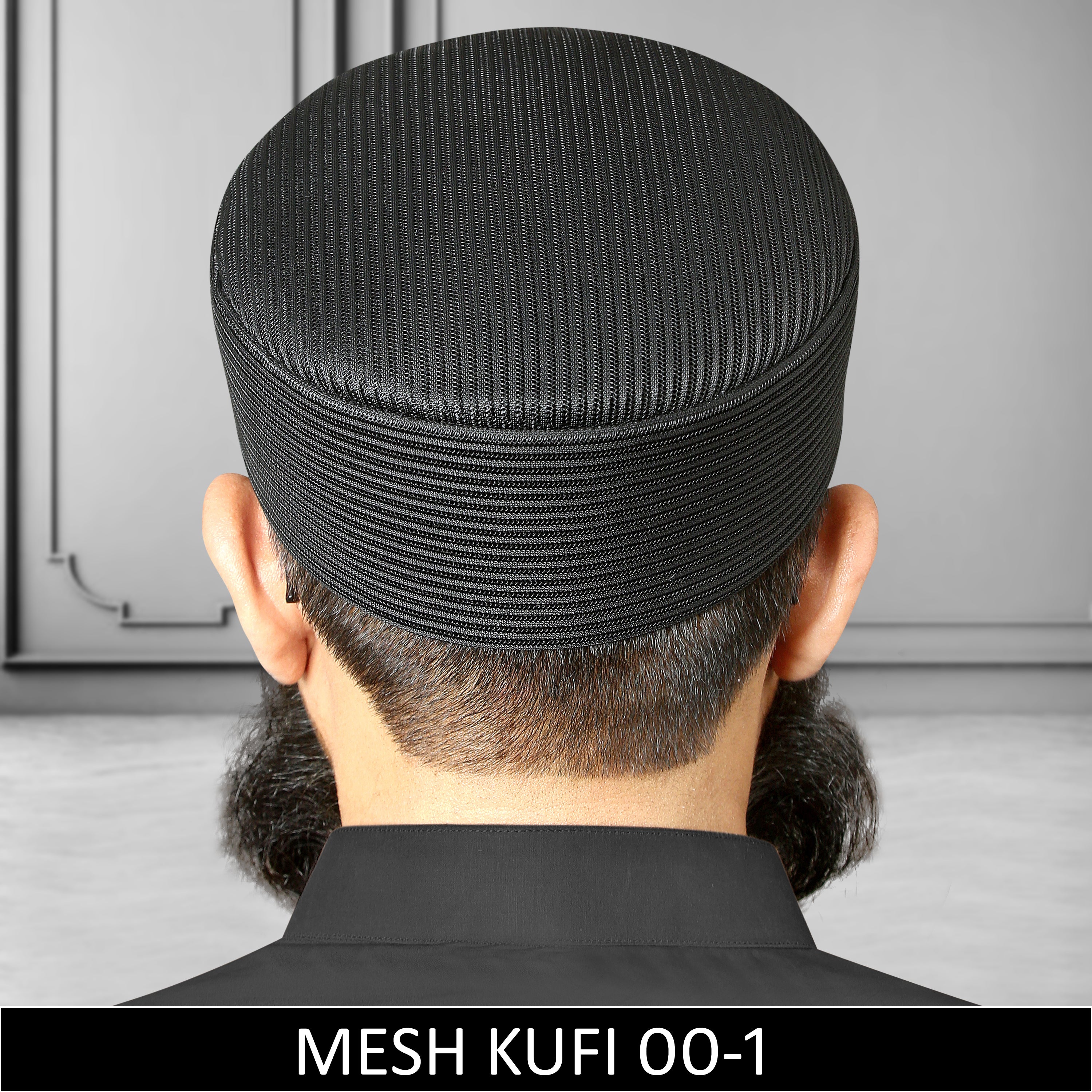 Black Mesh Fabric Kufi, Premium Prayer Koofi For Namaz Summer Cap
