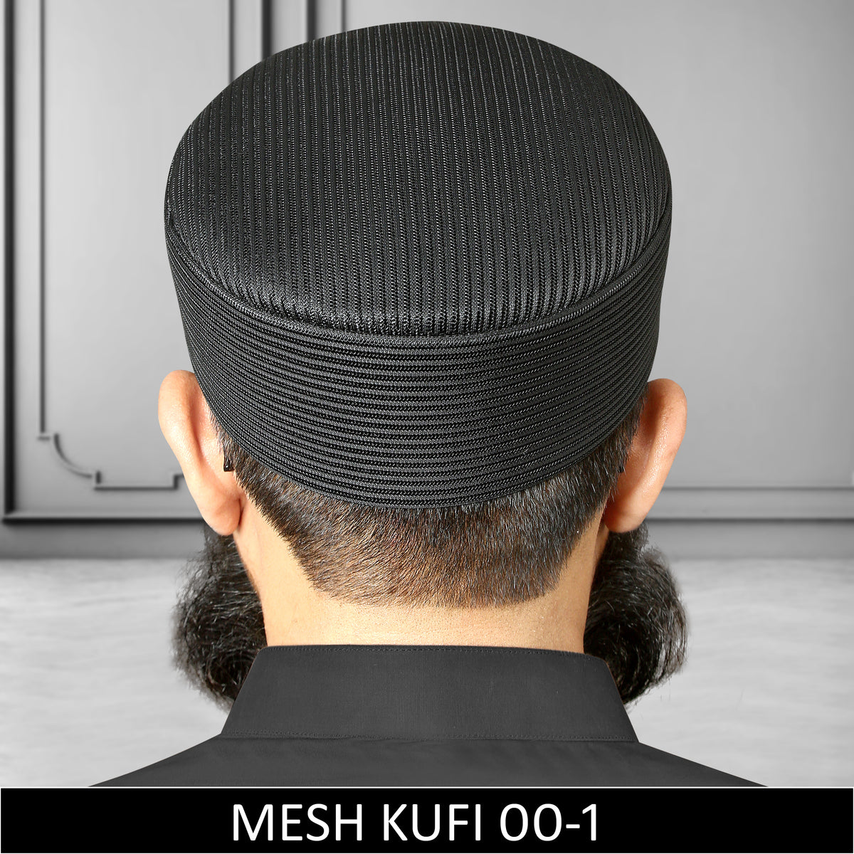 Black Mesh Fabric Kufi, Premium Prayer Koofi For Namaz Summer Cap