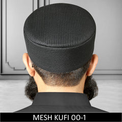 Black Mesh Fabric Kufi, Premium Prayer Koofi For Namaz Summer Cap