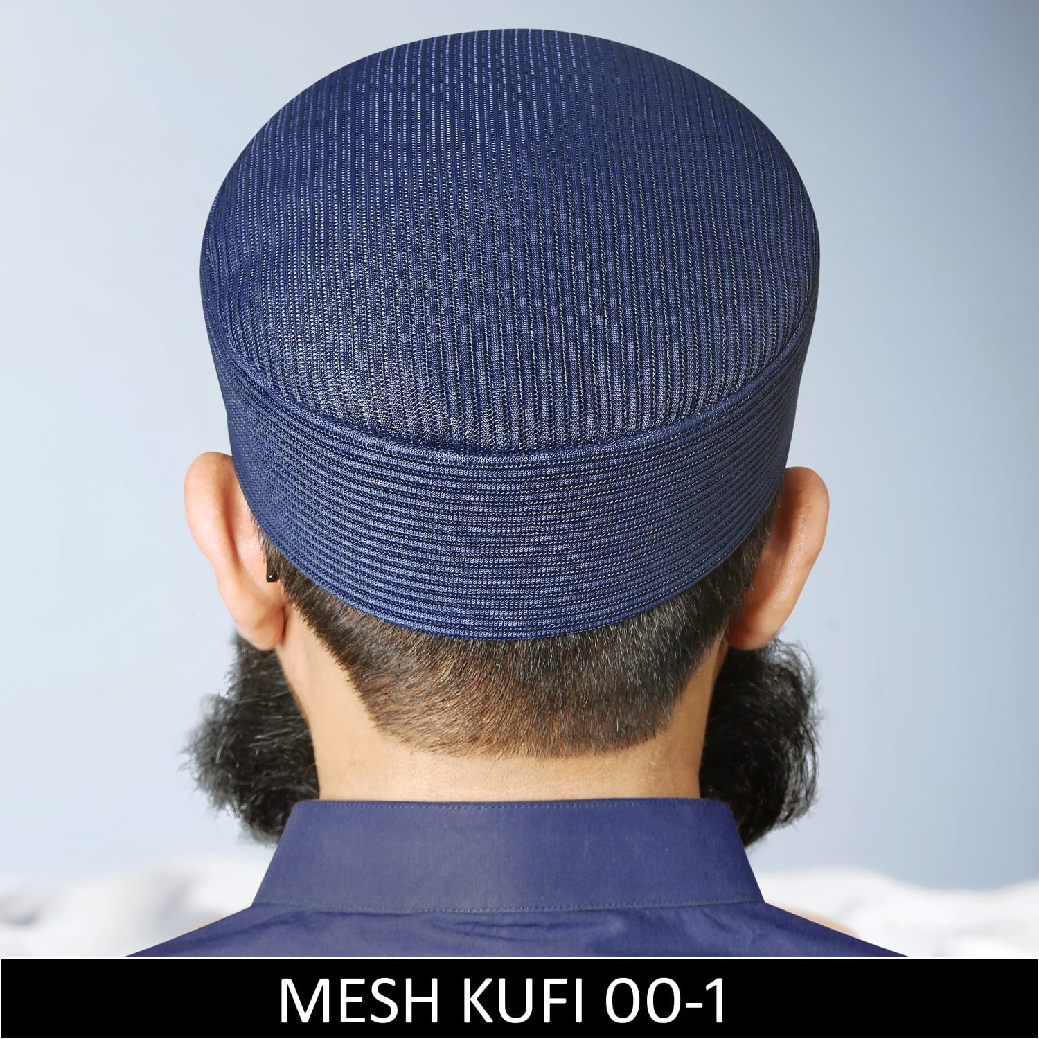 Blue Mesh Fabric Kufi, Premium Prayer Koofi For Namaz Summer Cap