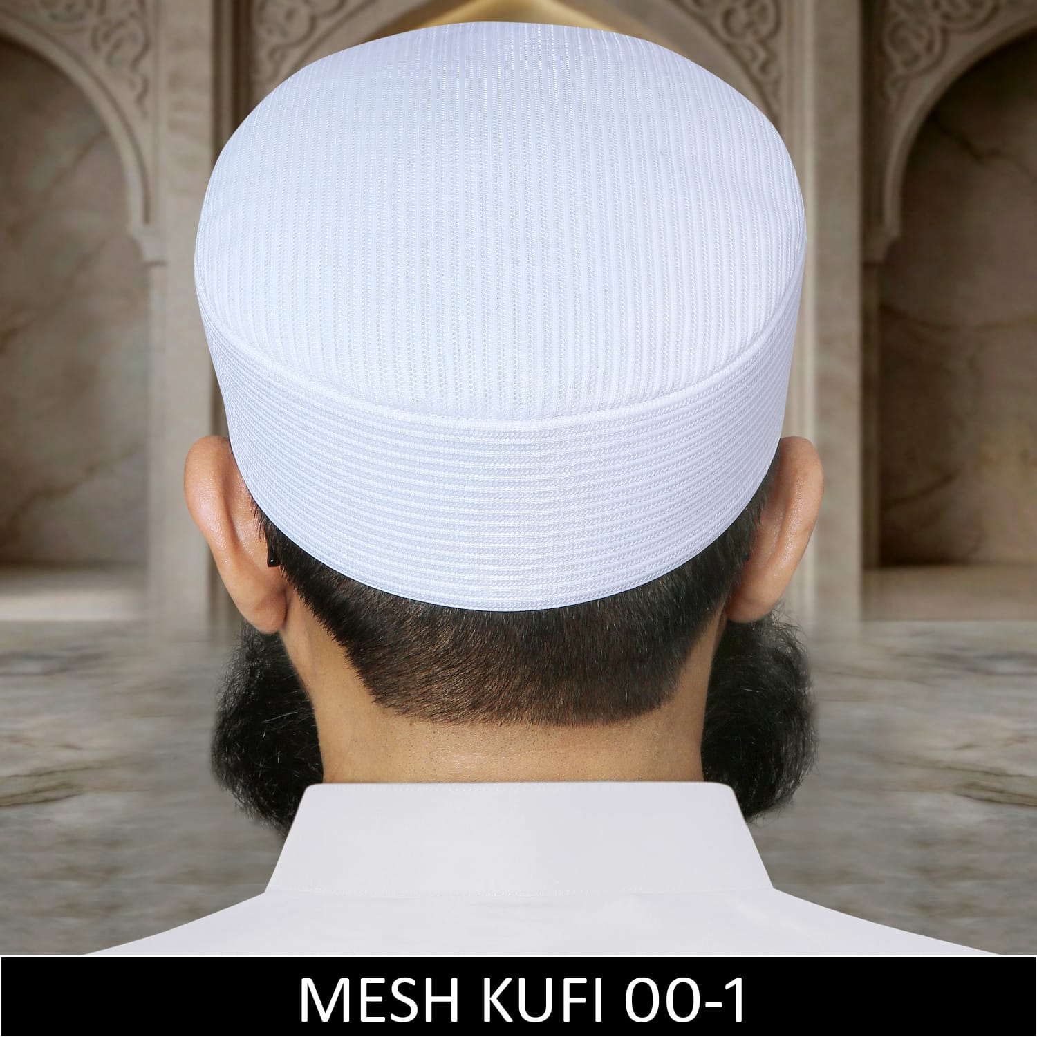 White Mesh Fabric Kufi, Premium Prayer Koofi For Namaz Summer Cap