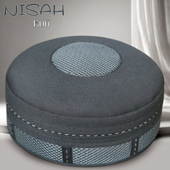 Nisah Gray Mesh Kufi Islamic Prayer Cap for Men Premium Polyester Fabric